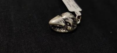 Oxidised silver animal locket shaped like an eagle head with detailed carving and a polished beak.